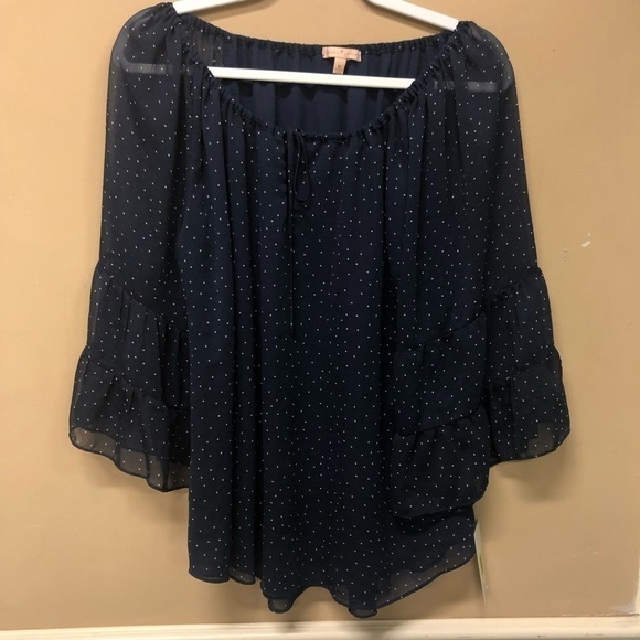Gibson Latimer Dark Blue with Small Polka Dots Blouse Size Medium NWT - Picture 1 of 5